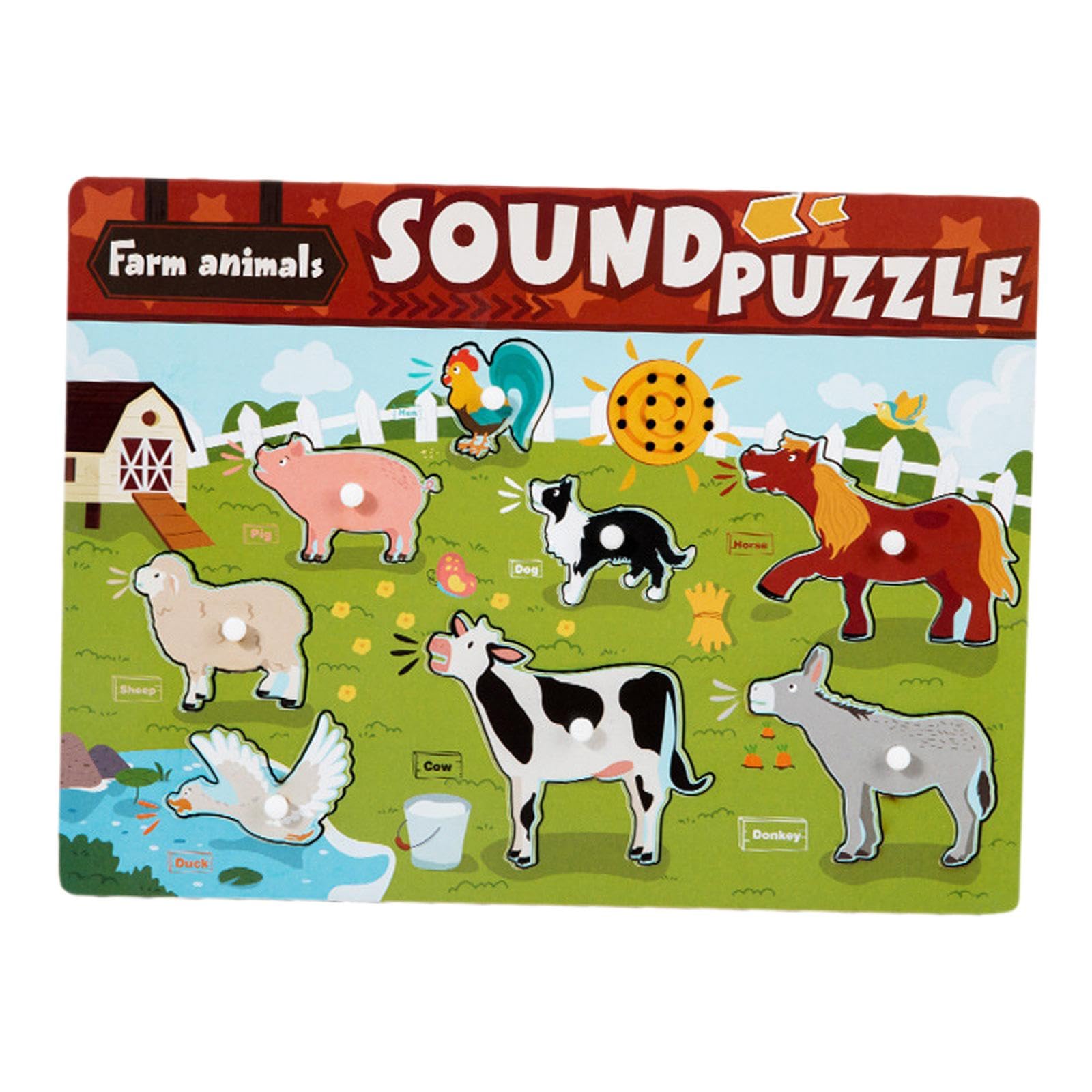 Puzzle in Legno con Tema Cartoni Animati, Giocattolo Interattivo per Bambini, Ideale per L'apprendimento Prescolare, Animale