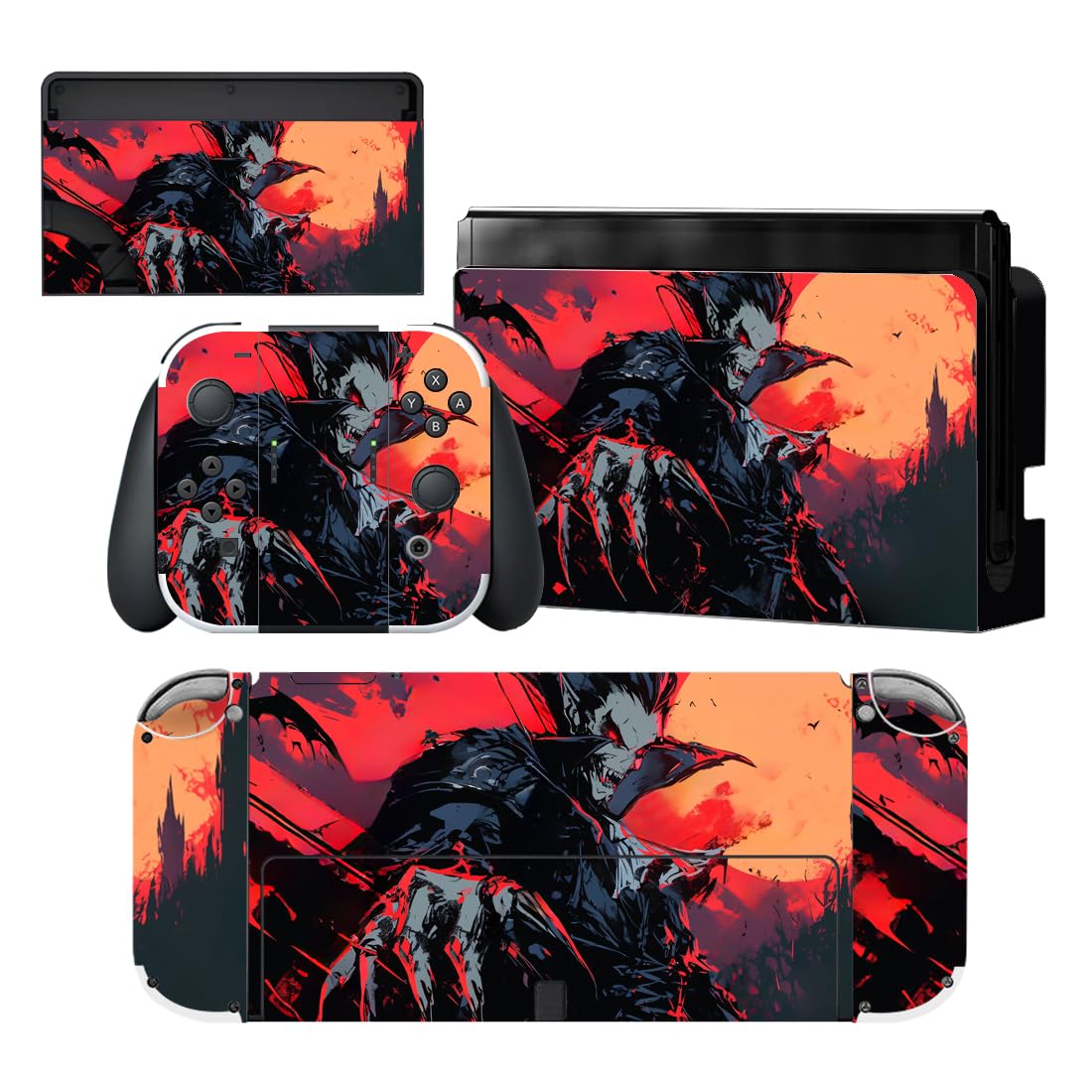PlayVital Pegatina Protectora Completa para Nintendo Switch OLED - Calcomanías Decorativas para Joy-con y Consola, Skin Stickers Adhesivos (Azul Nebula) — view 41