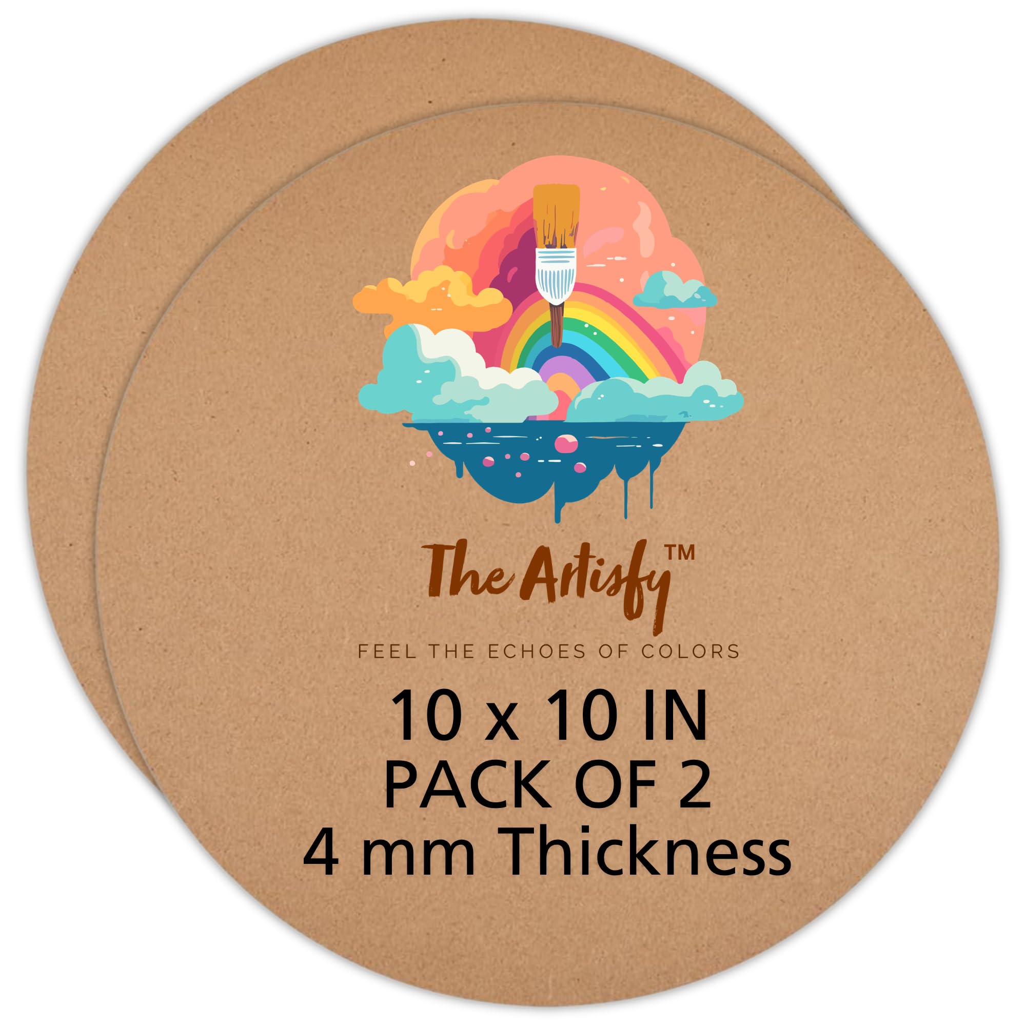 The Artisfy | Premium Pinewood MDF Board | 10 x 10 inch | Round | Pack of 2 | 4mm Thickness | Laser Cut | Perfect for Mandala, Lippan, Resin Art & Craft | Ideal for Artists & Students-image-31