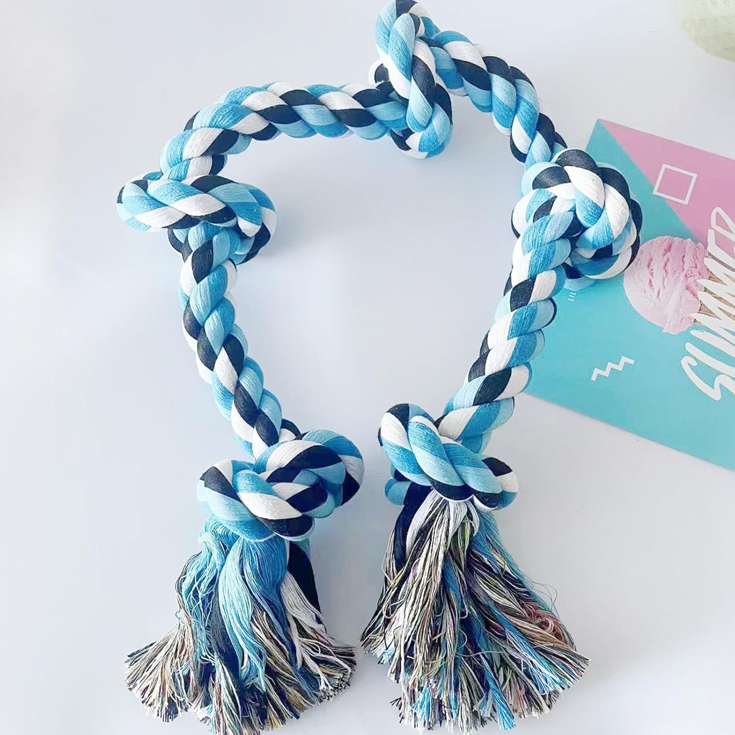Cotton Rope Chew Toy for Aggressive Chewers 5Knots Design Promotes Teeth Health Interaction Dog Teeth Rope Tugs