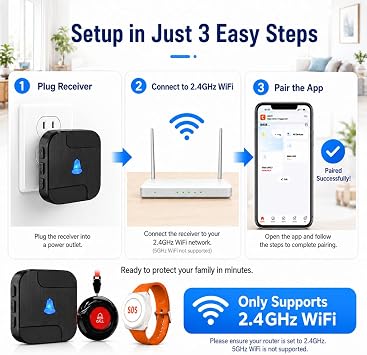 CallToU WiFi Personal Alarms for Elderly Linked to Phone, Emergency Button