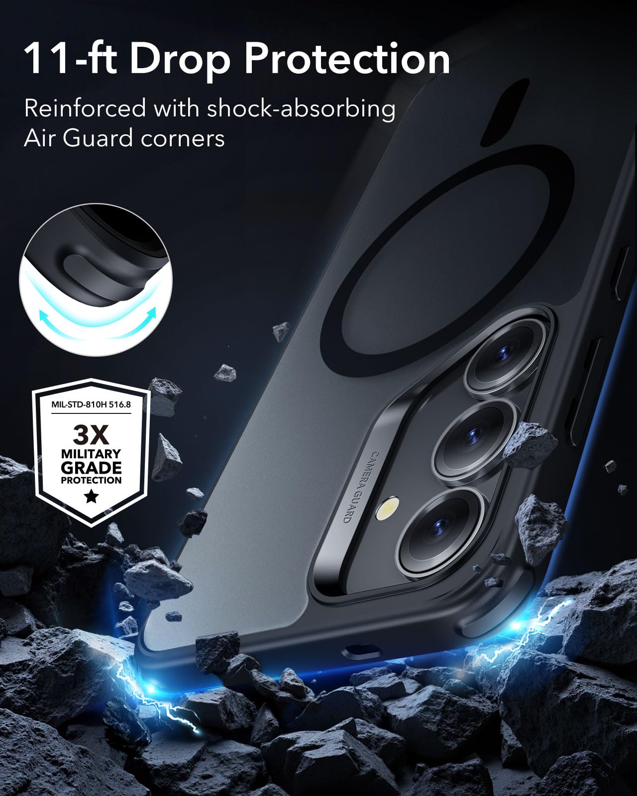 ESR Cover per Galaxy 2025 Plus, Compatibile con MagSafe, Cover magnetica, Protezione di grado militare, Resistente all’ingiallimento, Serie Classic, Nero Opaco