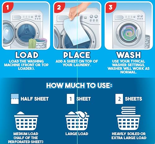 Miniatura 2 de Hojas de detergente para ropa (60 cargas), aroma de lino fresco, fabricado en Suecia, embalaje sin plástico, ecológico, sin líquidos y sin desorden,