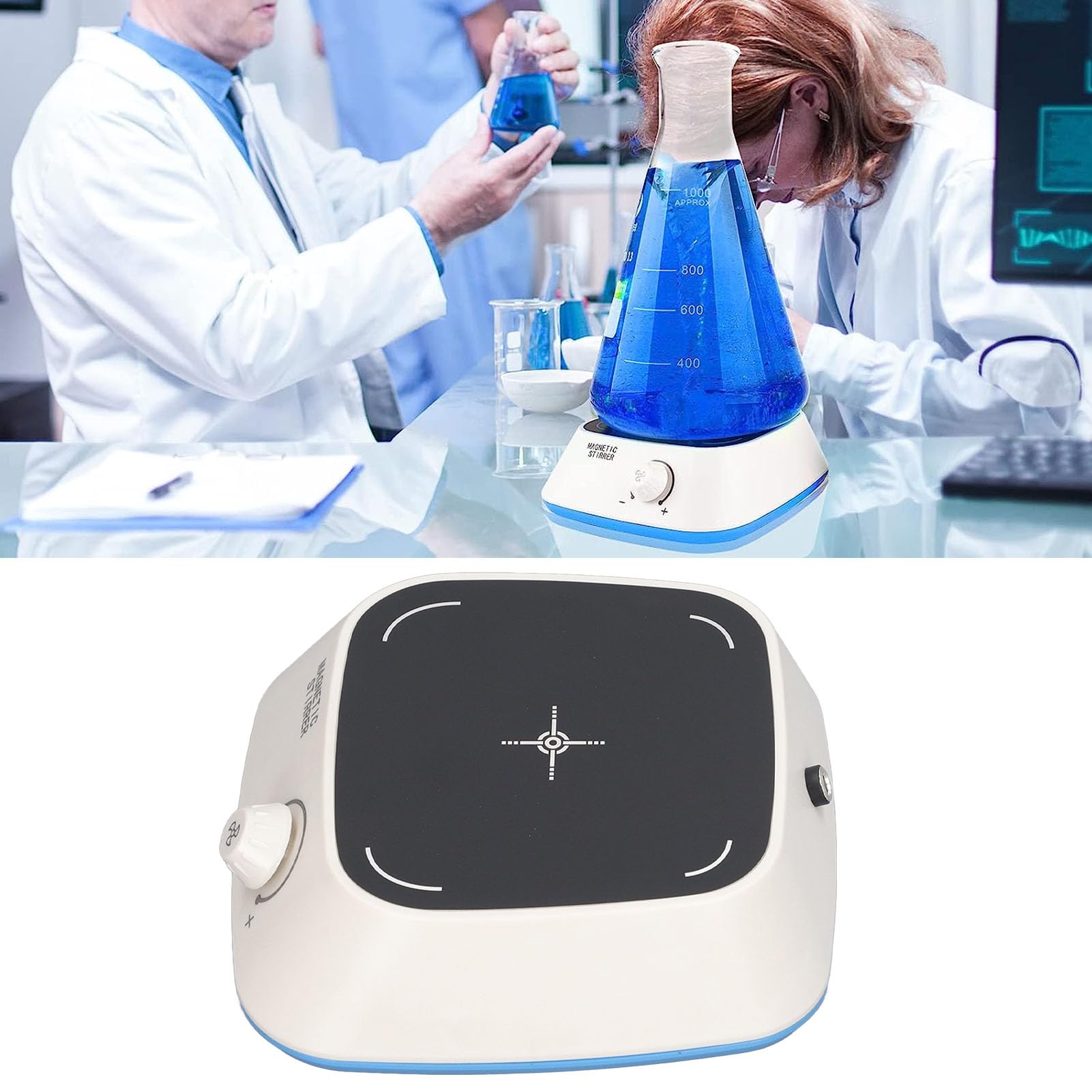 Magnetische hete plaatroerder, LCD digitale kookplaat magnetische roerder met keramische gecoate aluminium werkplaat, Temp sonde sensor en ondersteuning standaard en roerstaaf inbegrepen, Mini magnetische roerder
