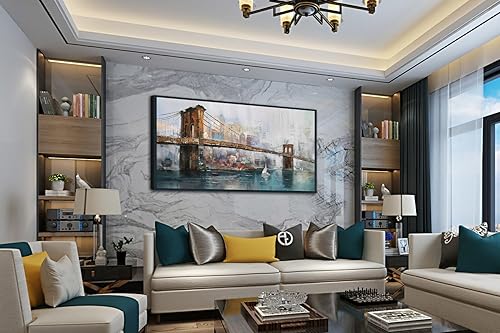 Miniatura 4 de Acocifi Brooklyn Bridge - Arte de pared abstracto de Nueva York, pintura de paisaje urbano, colorido horizonte de Nueva York, cuadro texturizado