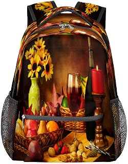 Mochilas escolares à luz de velas de vinho para meninas, mochila de estudante, resistente à água, vinho morango bolsa escolar para viagem para mulheres/homens mochilas universitárias, Multi, Medium