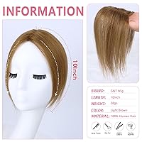 Vista 2 de G&T - Flequillo con clip, 100% cabello humano, flequillo francés, extensiones de cabello con clip, para mujeres y niñas, extensiones de cabello