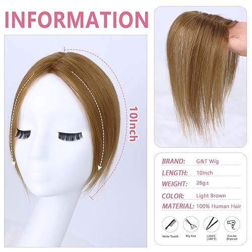 Miniatura 2 de G&T - Flequillo con clip, 100% cabello humano, flequillo francés, extensiones de cabello con clip, para mujeres y niñas, extensiones de cabello