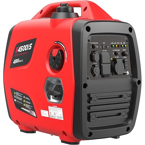 4500W Portable Generator Super Quiet Inverter Generator Ultra Lightweight for Home Backup Outdoor Camping, CO Sensor Protect, EPA, ECO Mode (4500W+CO Sensor)