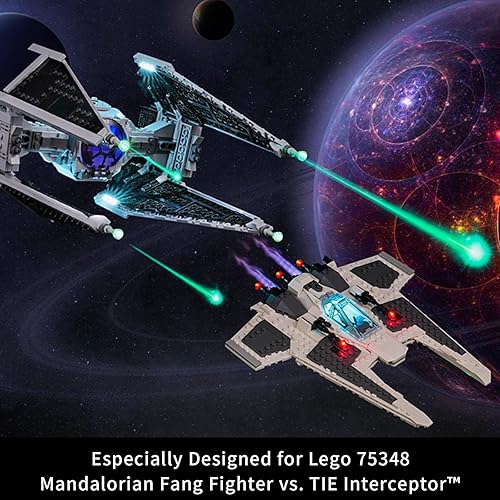 Miniatura 3 de Kit de luz LED para Lego Star Wars Mandalorian Fang Fighter vs. TIE Interceptor 75348, kit de iluminación creativa compatible con Lego 75348 (solo