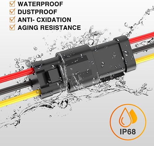 Miniatura 5 de Nilight 3 Pin DT Connectors 16AWG 6 Kits Male & Female Electrical Connector Waterproof Plug and Play w/Heat Shrink Butt Terminals for Automotive