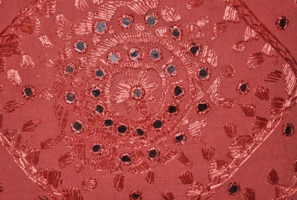 Lalhaveli Valentines Day Handmade Embroidered Mirror Work Design Cotton Cushion Cover Set of 5 Pcs 16 X 16 Inches