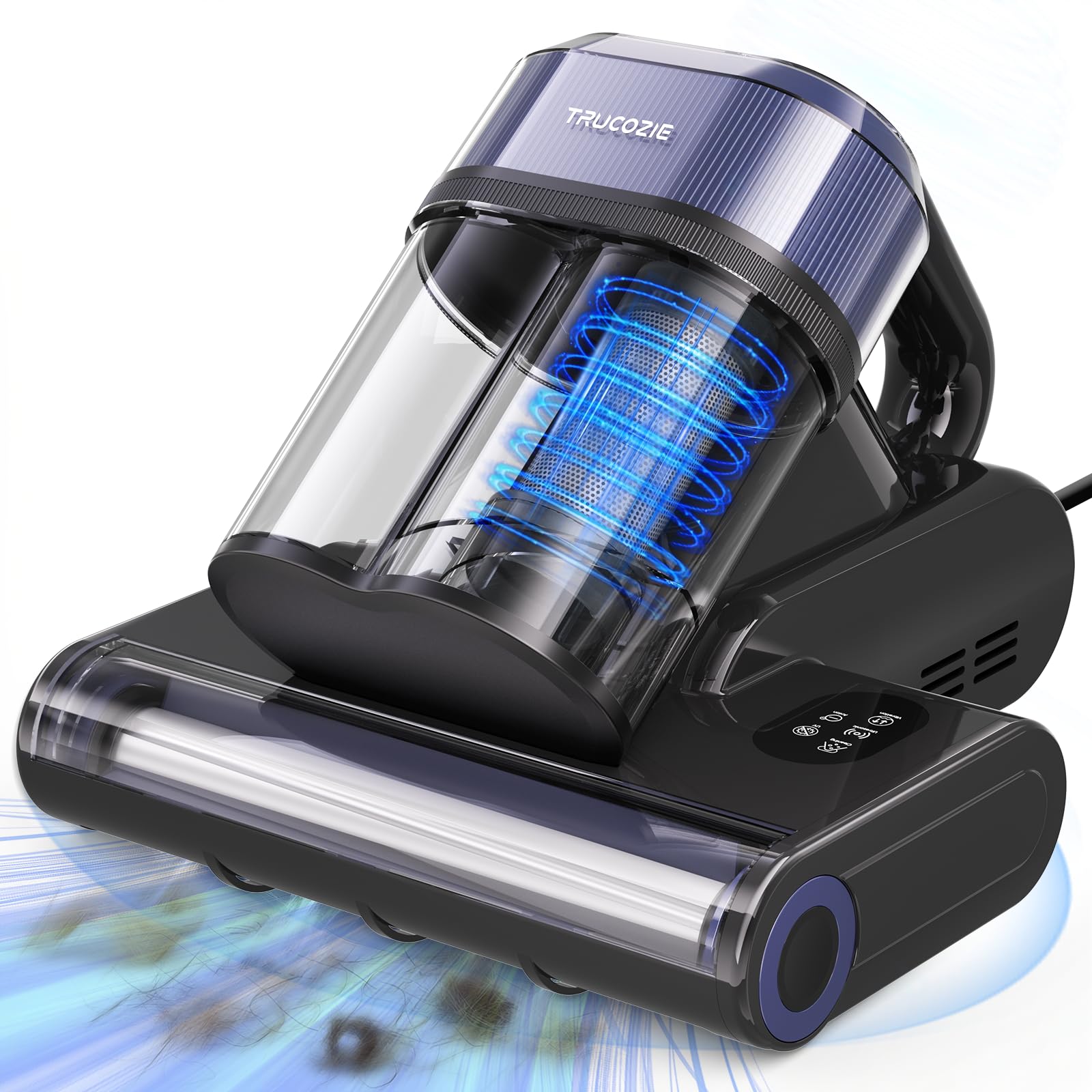 Photo 1 of Trucozie Mattress Vacuum Cleaner with 275nm UV-C Light & 149? Heat, 16Kpa Powerful Suction Bed Vacuum for Pet Hair & Dander, Smart Dust Sensor, Anion & Aromatherapy, Corded for Bed, Sofa, Couch, Black