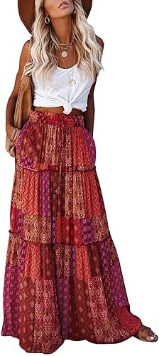 EARKOHA Womens Boho Maxi Skirt 2026 Summer Cruise Casual High
