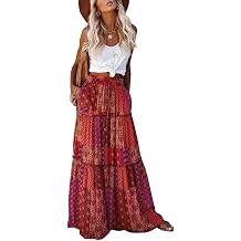 EARKOHA Womens Boho Maxi Skirt 2026 Summer Cruise Casual High Waist Tie Flowy Long Skirt with Pockets For Beach Vacation