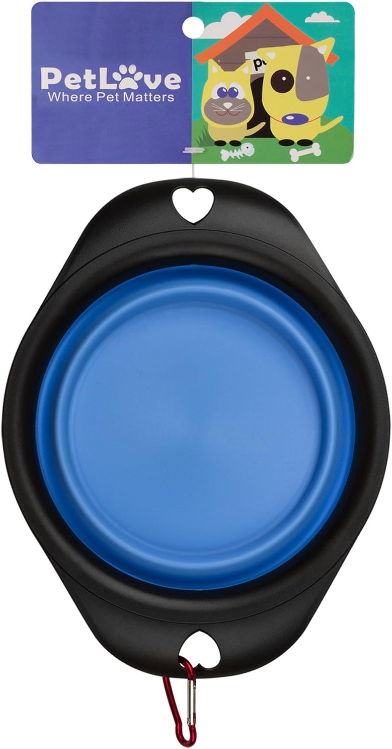 PetLove [Life Series Dog Silicone Foldable Bowl & Flying Disc Toy - Double Side - Large Blue