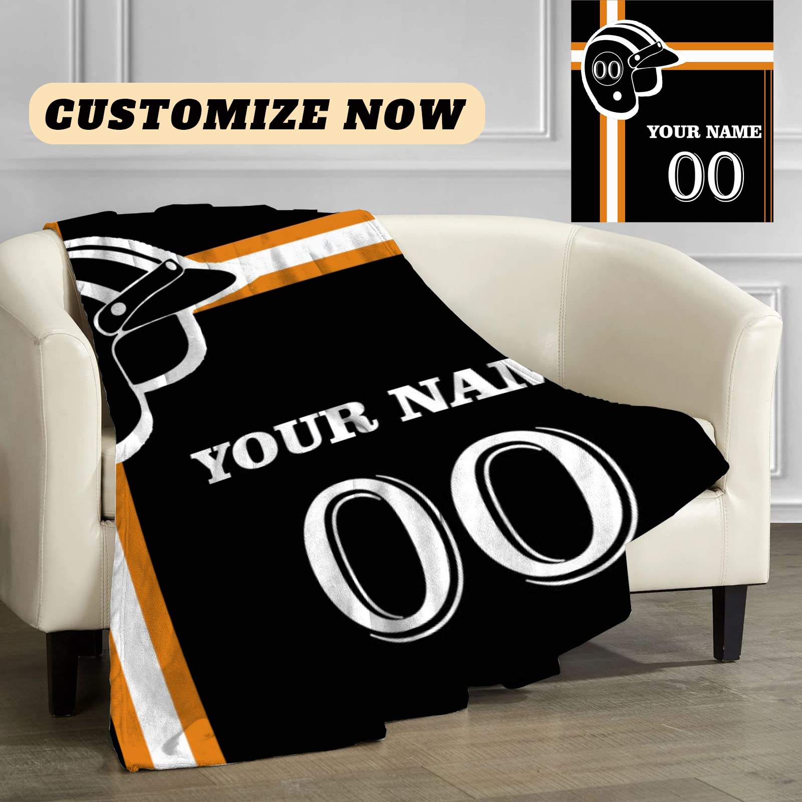 Manta personalizada con nombre de número: mantas de béisbol personalizadas de franela deportiva para amigos de la familia, año nuevo, para sofá, dormitorio