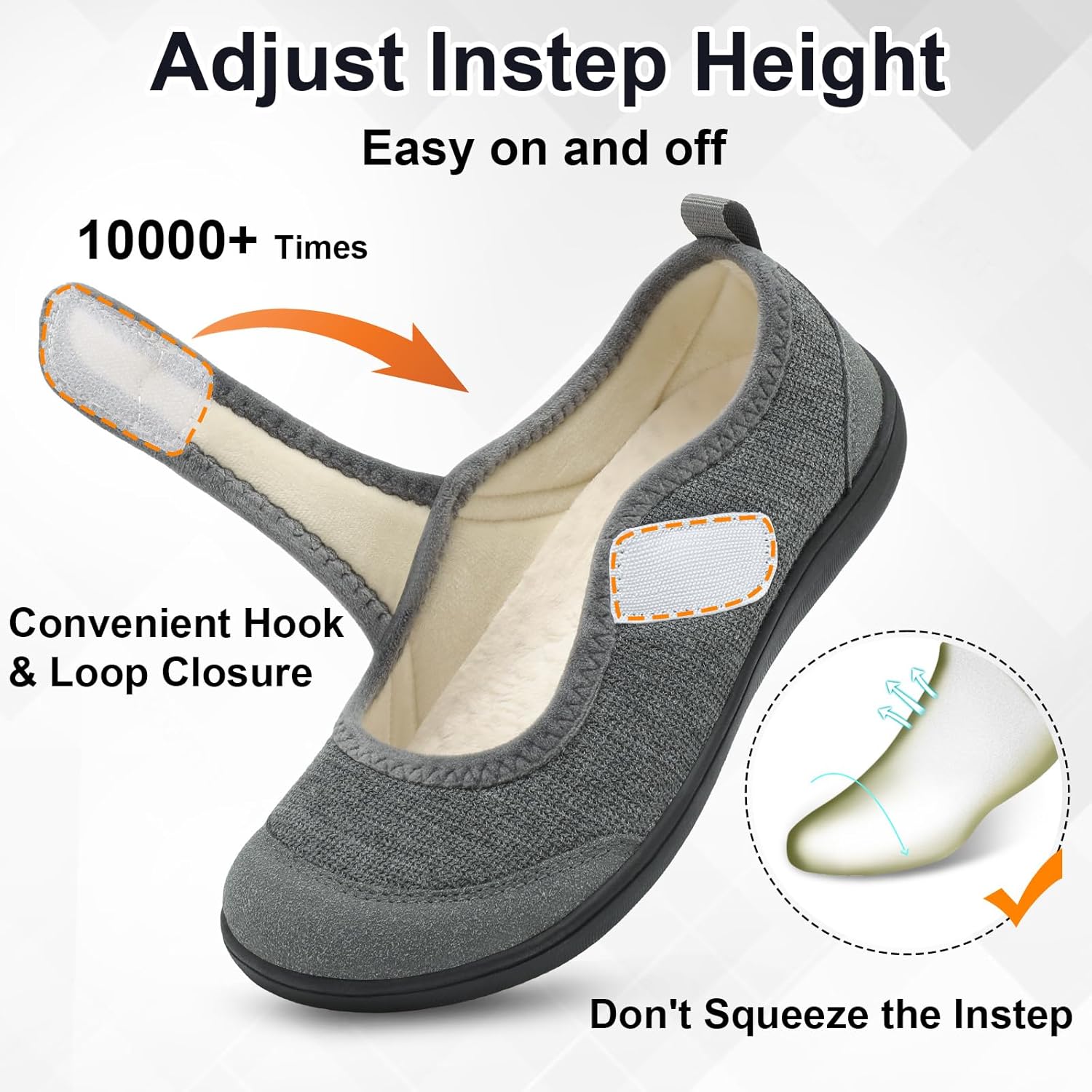 BARERUN Womens Slippers Wide Diabetic Shoes for Women Adjustable House Slippers Swollen Bunions Neuropathy House Shoes Stable Non Slip Barefoot Walking Shoes Indoor Outdoor - Image 5