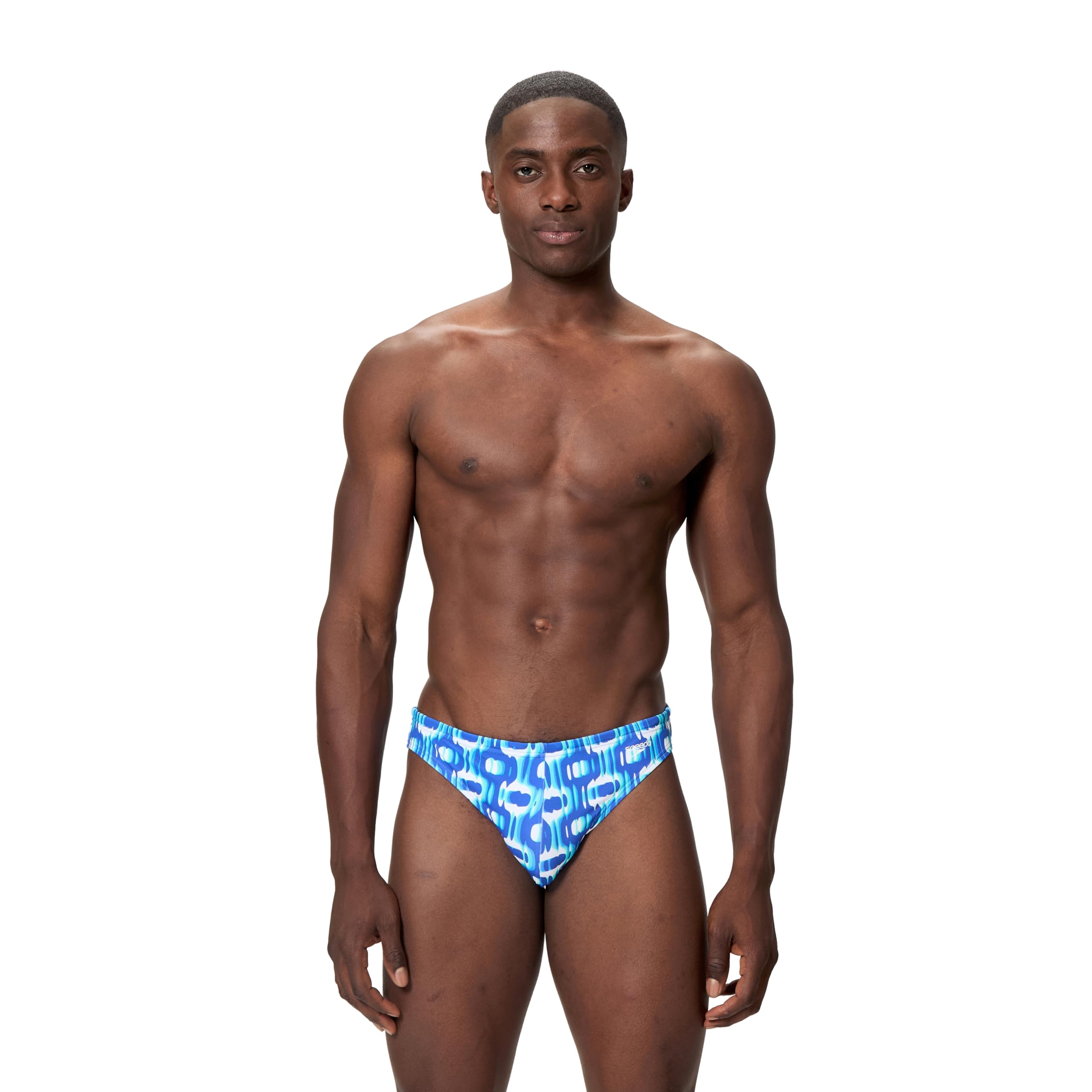 Speedo Men's Swimsuit Brief Comfort Waistband, Mini Chain Link Deep Sapphire, 34