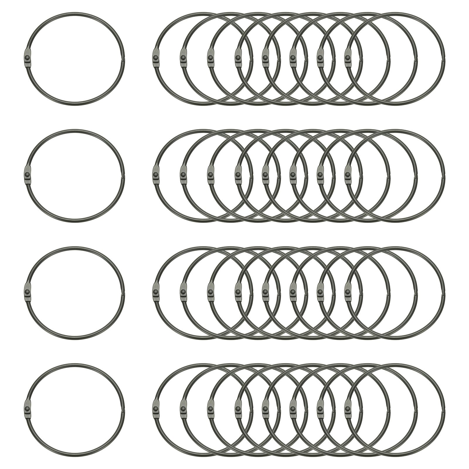 PATIKIL 36Pcs Loose Leaf Binder Rings, 2.8 Inch Metal Open Card Rings Heavy Duty Book Rings for Key Index Card Rings Paper Rings Office, Black