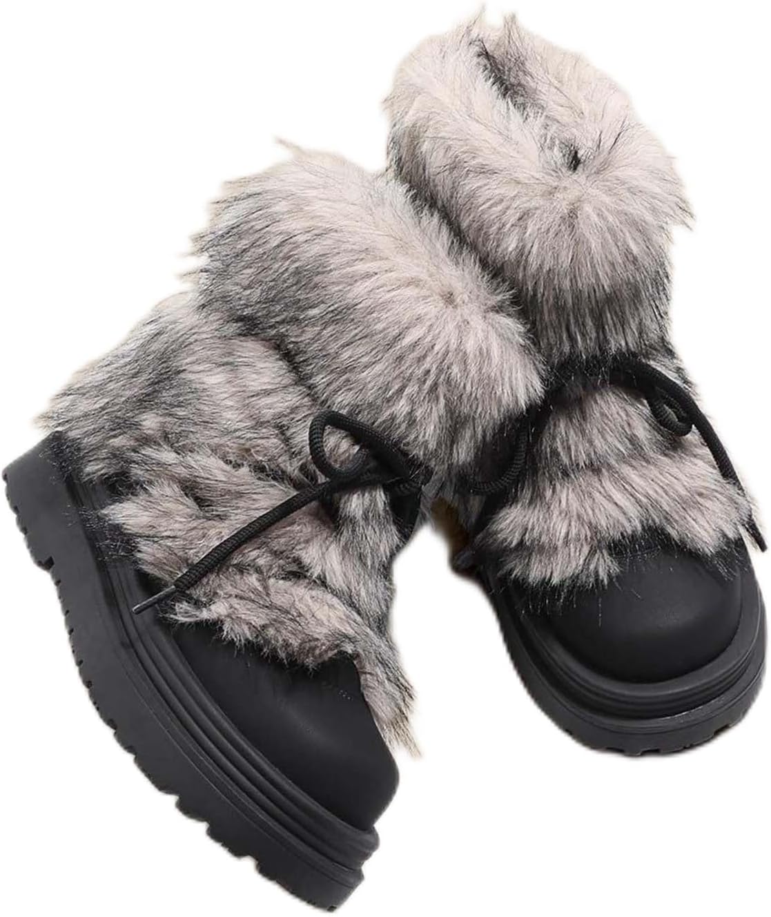 Waterproof Thick Faux Fur Lined Winter Rain Snow Boots, Women's Cute Snow Boots, Winter Warm Faux Fur Lined Platform Ankle Boots,for Casual Outdoor Wear