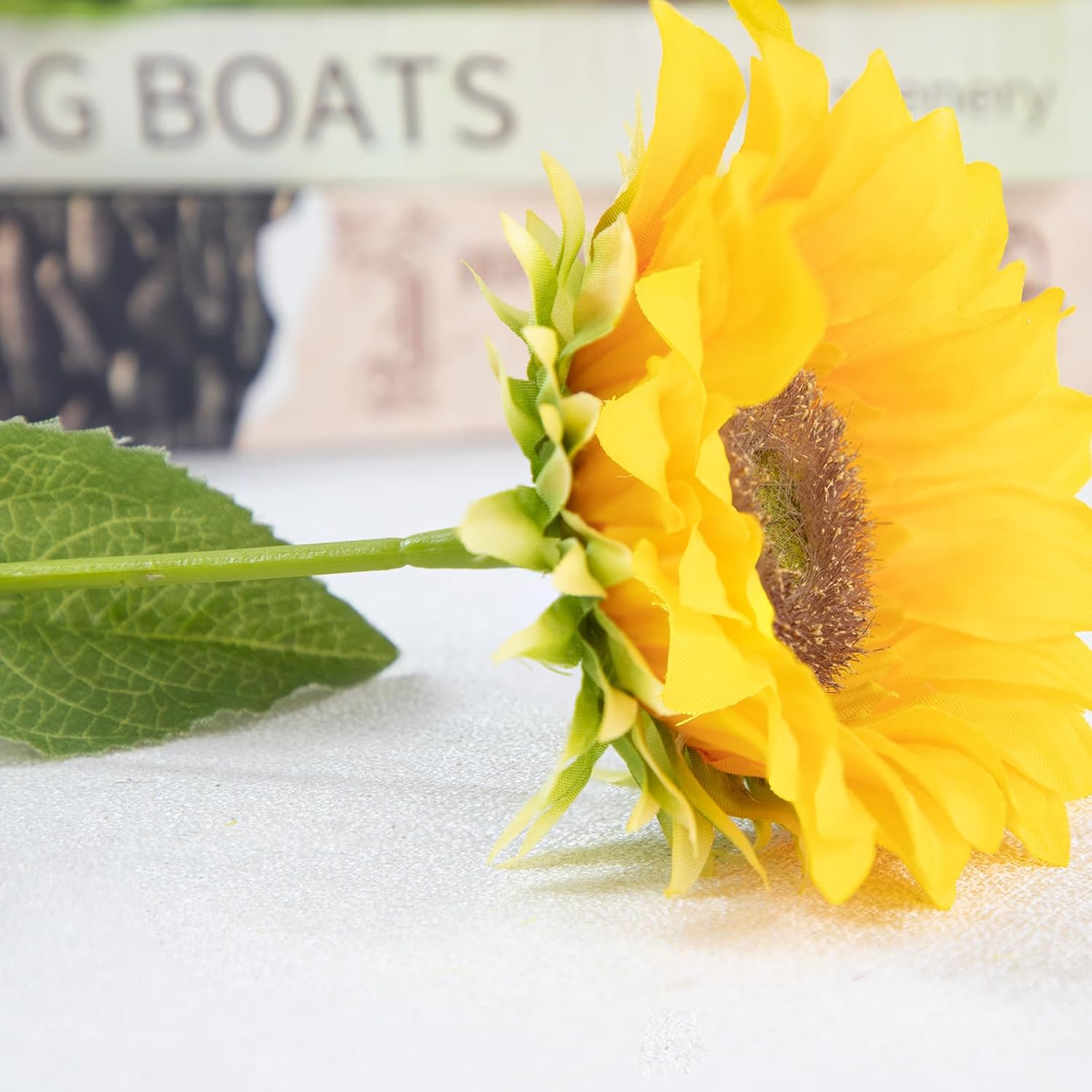 Sunflowers Artificial Flowers with Golden Yellow Long Stem Artificial Flower 10 Pcs for Home Decoration,Wedding Arrangement, Sunday Flower Arrangement(Golden Yellow) - Image 2