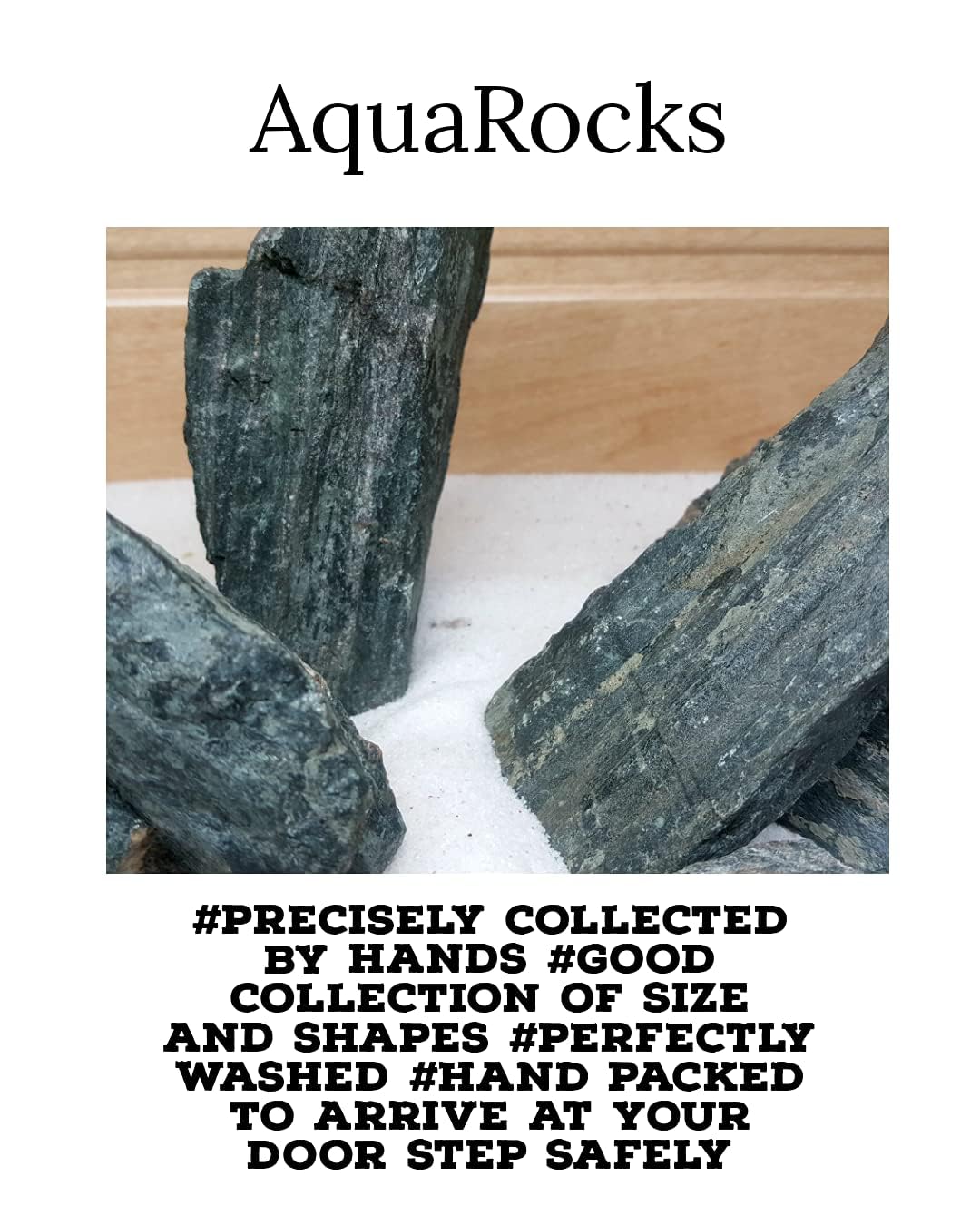 AquaRocks Iwagumi Style Rough-Textured Aquascaping Rocks for Aquarium Decoration, Reef Tank Setup, Terrariums, etc. (Sacramento Green, 1.8 kg) 2