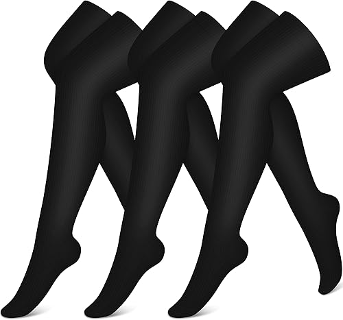 CHARMKING Calcetines de compresión (3 pares) calcetines de compresión hasta la rodilla para mujeres y hombres, medias para correr, ciclismo,