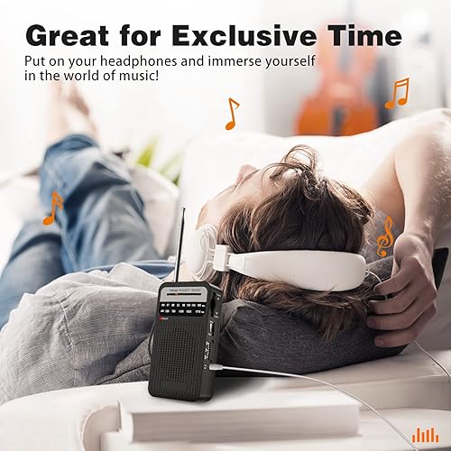 Miniatura 5 de Radio portátil AM FM radio de transistor Goodes con altavoz fuerte conector de auriculares radio de 2 AA funciona con pilas para recepción de largo