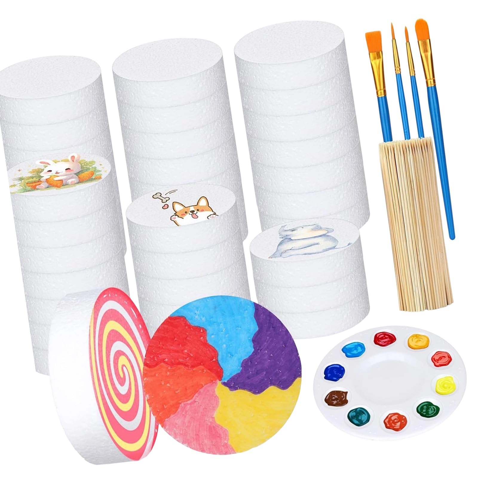 Kangnice Childrens Craft Set Painting Discs for Drawing Puzzles Decors Creative Learning Expression Painting Discs Set Safe Childrens Art Craft