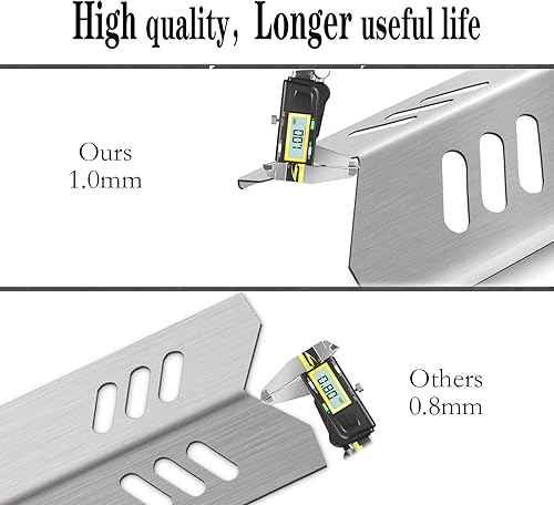 Vista 5 de Kalomo Placas de calor para parrilla de 15 pulgadas, cubiertas de quemador, protectores de llama, piezas de repuesto para parrilla de gas