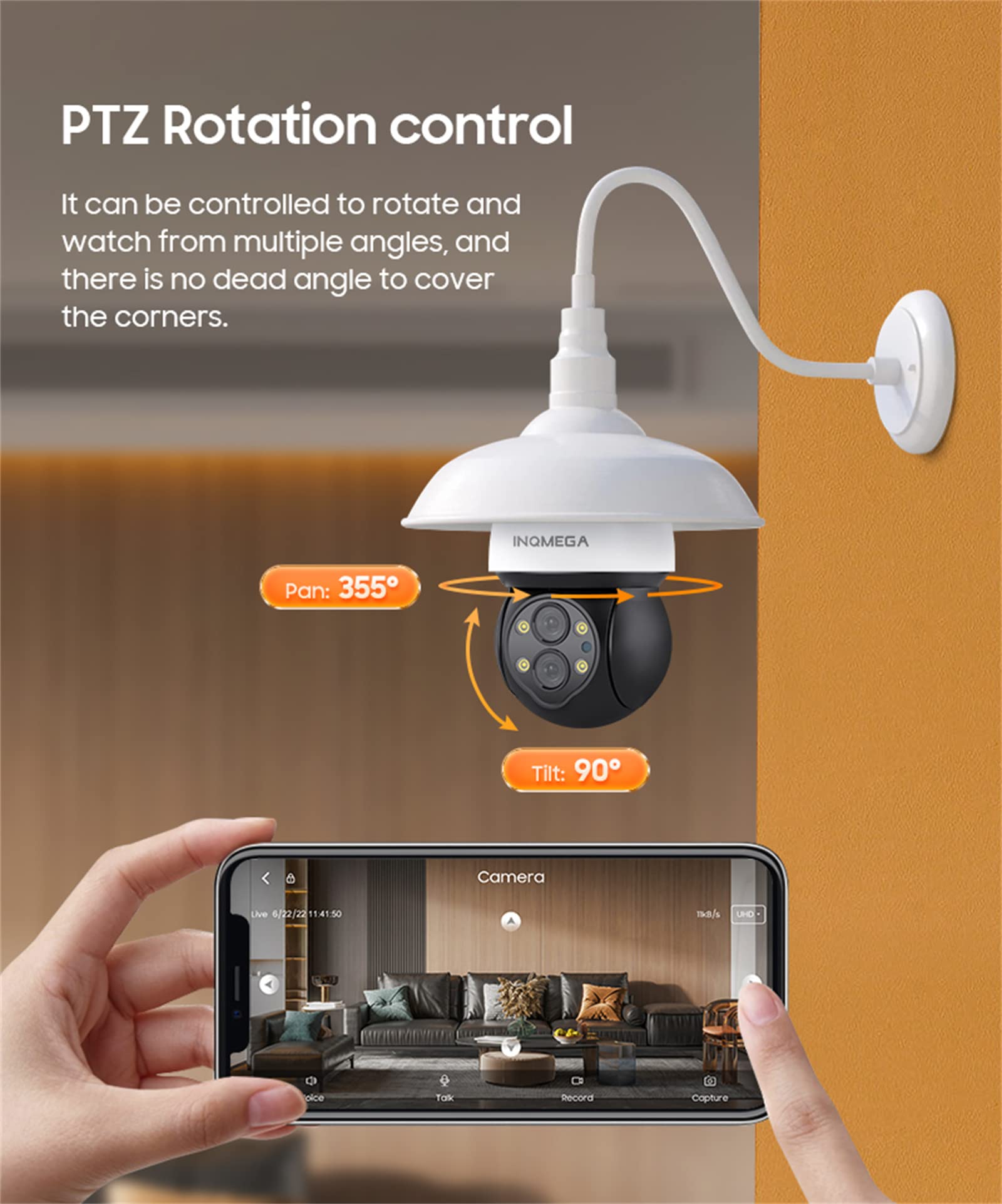 Caméra Ampoule 4MP, Caméra ZOOM 10X Surveillance Vidéo Enregistreur De Protection Externe PTZ Double Objectif 4Mm-12Mm Couleur Nuit,4m