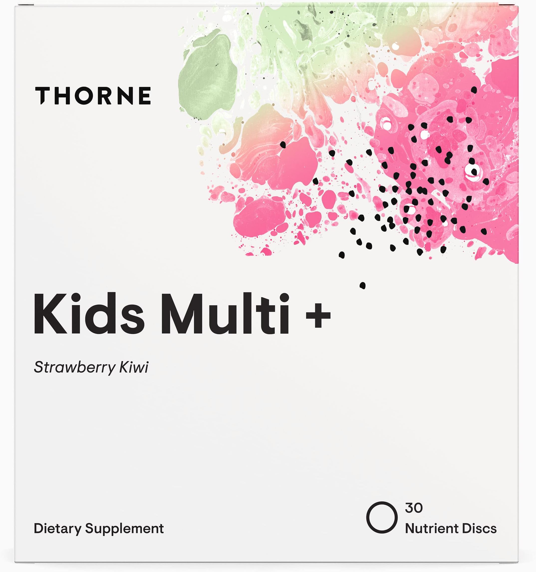 THORNE Kid’s Multi Plus - Daily Multivitamin Mineral Formula with Vitamins B2, B6, B12, Folate, Choline, DHA - Nutrients for Children 4 to 12 Years of Age - Strawberry Kiwi - 30 Dissolvable Discs