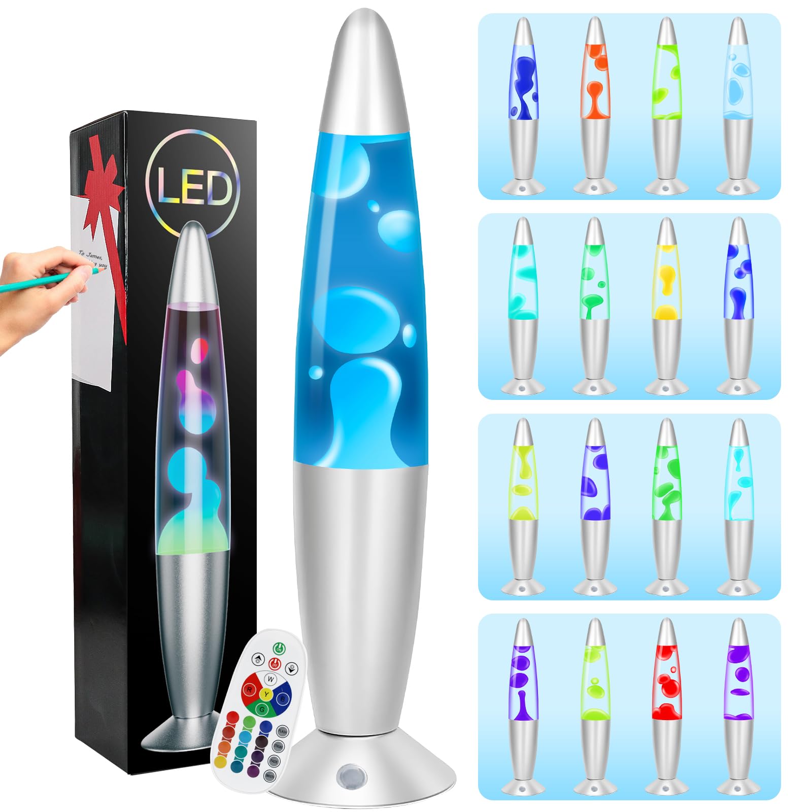 FBSPORT Lavalamp, 17 Cambiamento Colore Lampada Rilassante, Lampada da Comodino ad Effetto Rilassante per Camera da Letto, Soggiorno