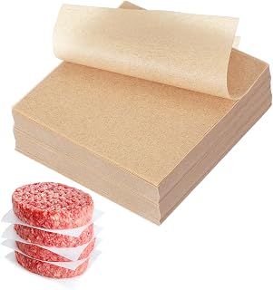 uxcell 500 Pcs Unbleached Parchment Paper Baking Sheets Squares, 3.5 Inch Hamburger Patty Paper, Non Stick Parchment Pulp Paper for Baking Grilling or Meat Storage, Wood Color