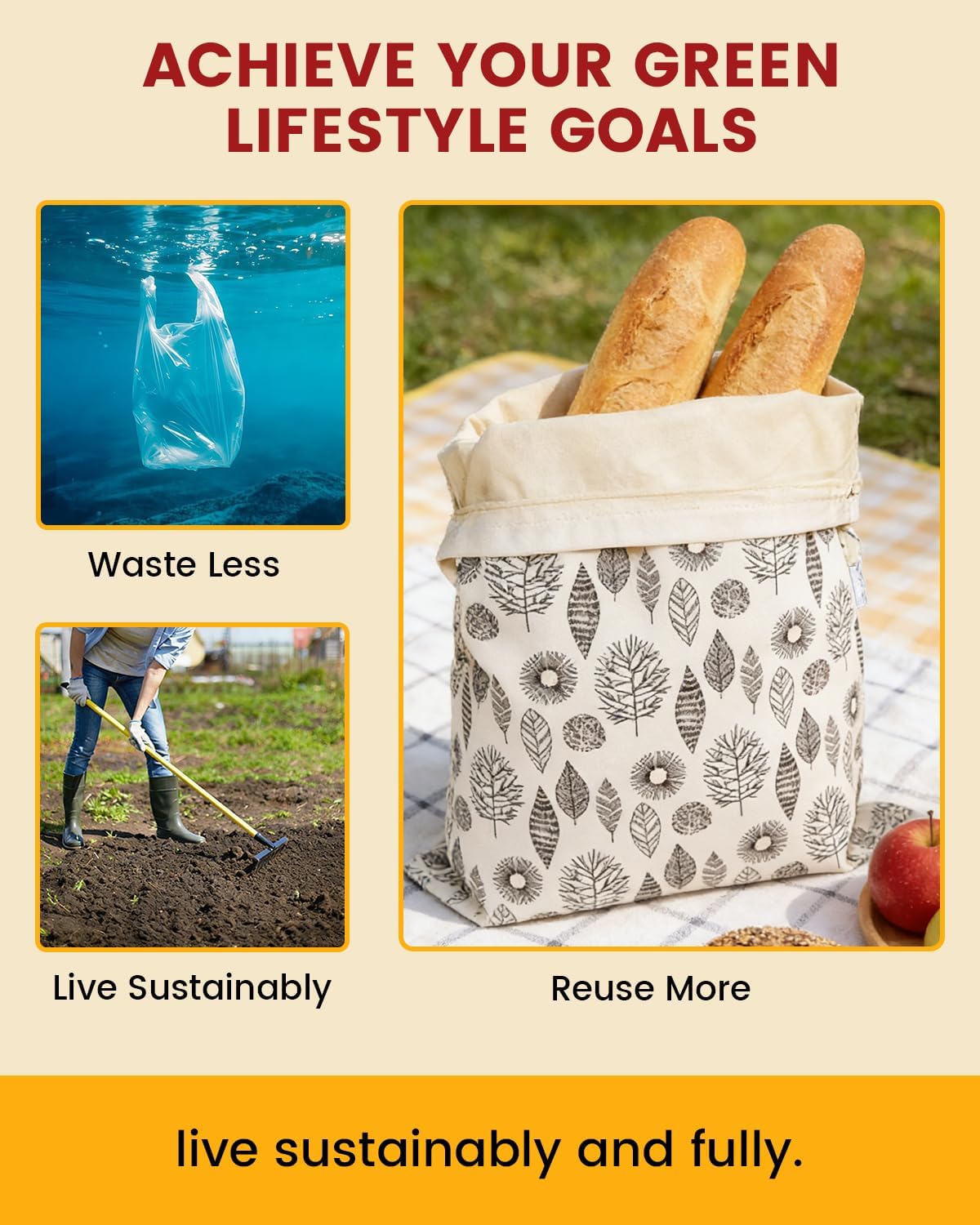 3Pcs Reusable Beeswax Bread Bags set, Reusable Sourdough Bread Bag – 17x12.6 Inch, XL Airtight, Freezer & Refrigerator Safe for Bakery & Homemade Bread, Keep Sourdough Fresh.