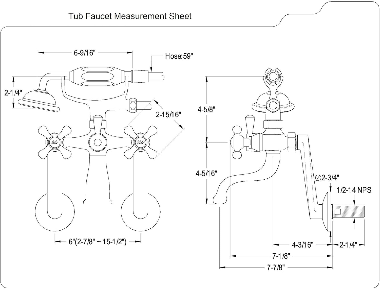Clawfoot Tub Faucet Kit, Vintage Bathroom Faucet Assembly, Satin/Brushed Nickel, KBFP-CCK269SNDO
