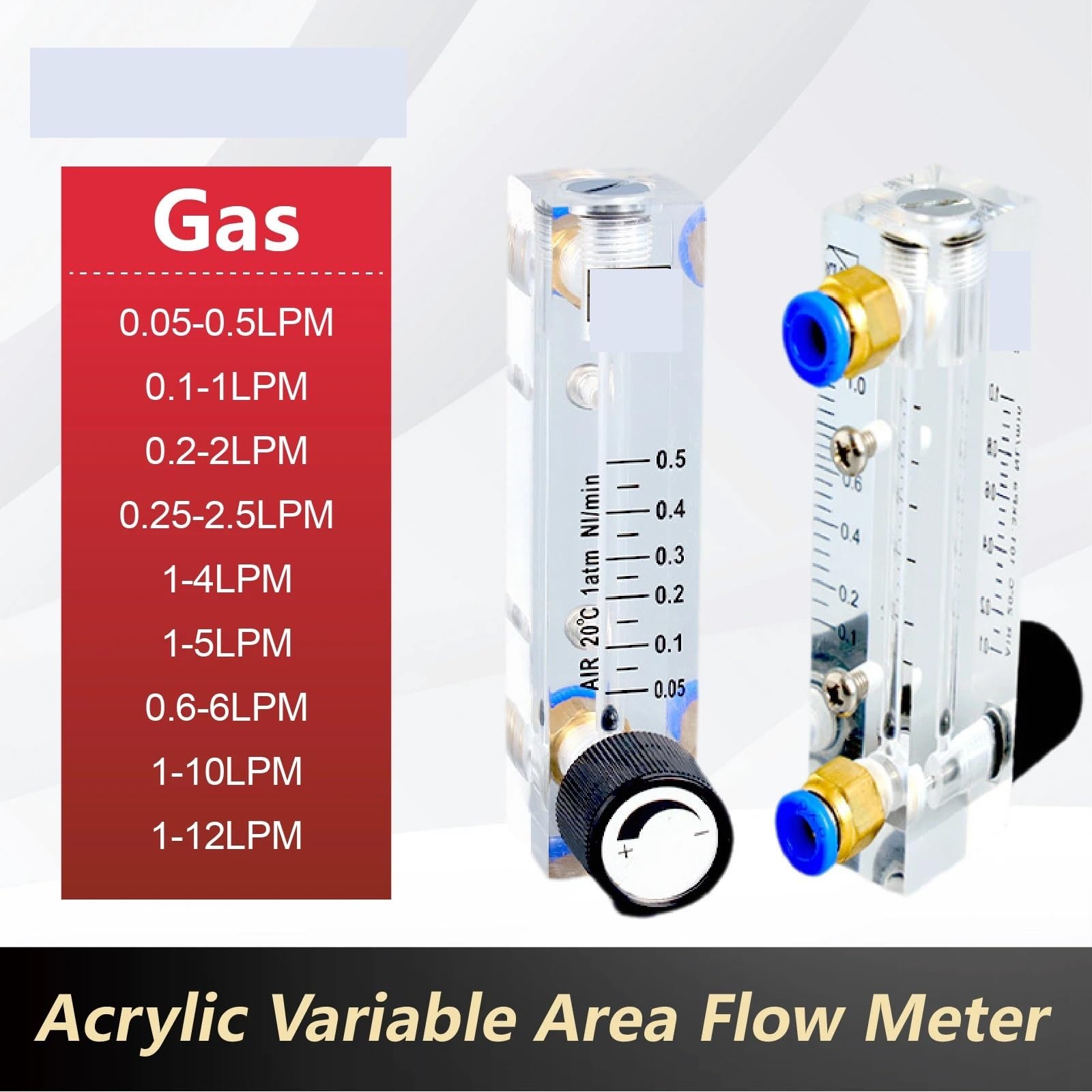 Medidor de flujo de panel acrílico LZM-4T, rotámetro de gas y líquido, medidor de flujo de aire comprimido, instrumento de análisis de agua, interfaz de 6 mm.(L-30-120ML-min-6mm)