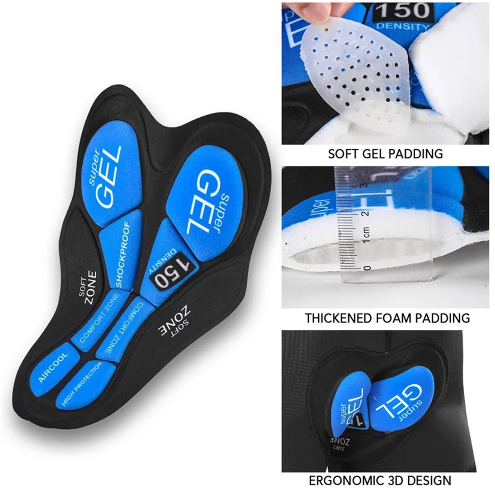 YANHAO Radunterhose Gepolstert Fahrrad Unterhosen 20D Gel-gepolsterte Radhose, stoßfeste Unterwäsche for Rennrad, MTB, Mountainbike, Herren, voll atmungsaktiv, Radfahren