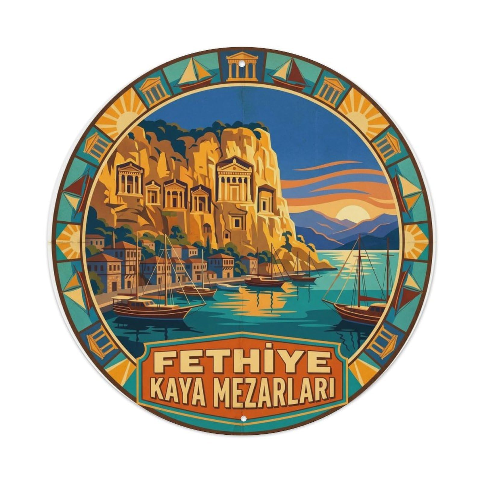 Fethiye Lycian Tombs Aegean Heritage Travel Metal Tin Sign