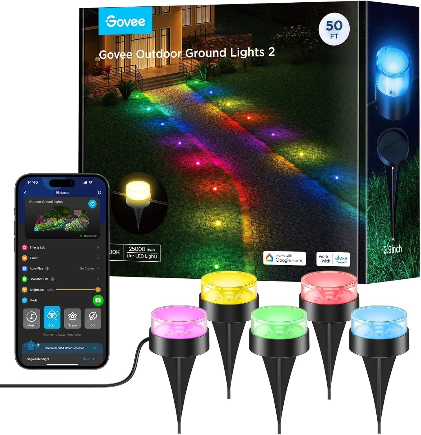 GoveeOutdoor Garden Lights, 15 Pack Pathway Lightings, RGBIC with Warm White, 63 Scene Modes, IP67 Waterproof, App Control, Work with Alexa, Sync with Music, Outdoor Garden, Walkway, Yard, Patio