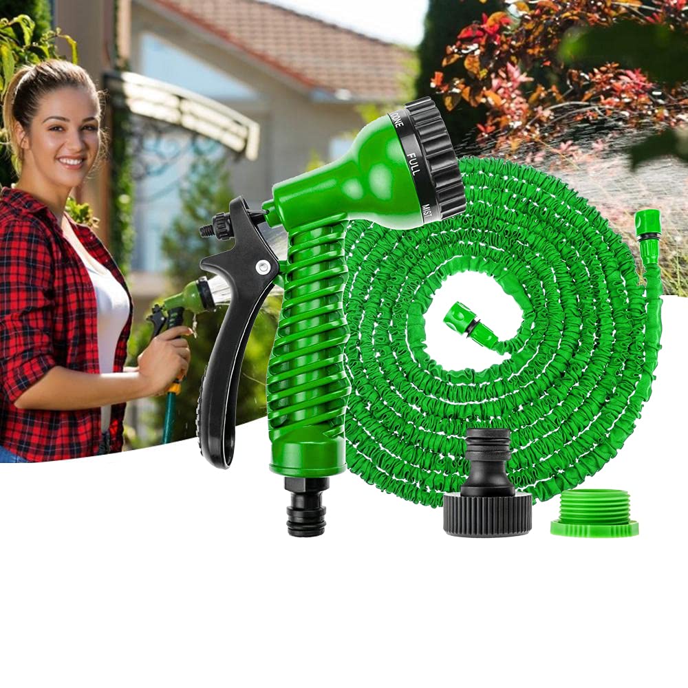 100ft Garden Hose, 3 Times Expandable Water Hose with 7 Function Nozzle, Leakproof Lightweight Magic Hose Pipe for Plants, Cars Cleaning, Pets Shower (Green)