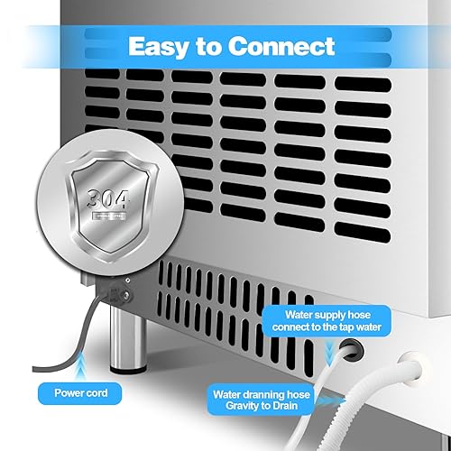 Miniatura 5 de Máquina comercial para hacer hielo, 200 libras24 horas con contenedor de almacenamiento de 70 libras, pantalla táctil de 4.3 pulgadas, materiales de