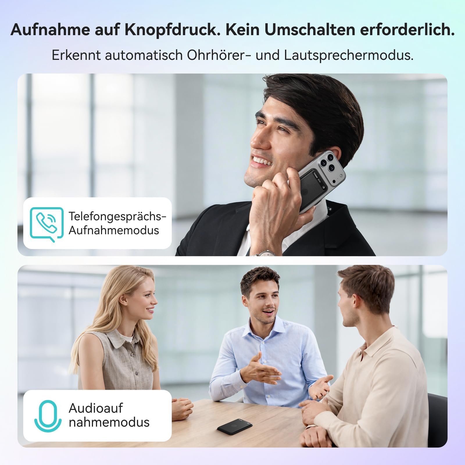 Mobvoi TicNote Lite KI Sprachrekorder 4 GB, KI-Notizgerät m. Echtzeit-Transkription & Zusammenfassung, App-Steuerung, 120+ Sprachen, KI-Rekorder m. Display für Vorlesungen, Meetings, Anrufe