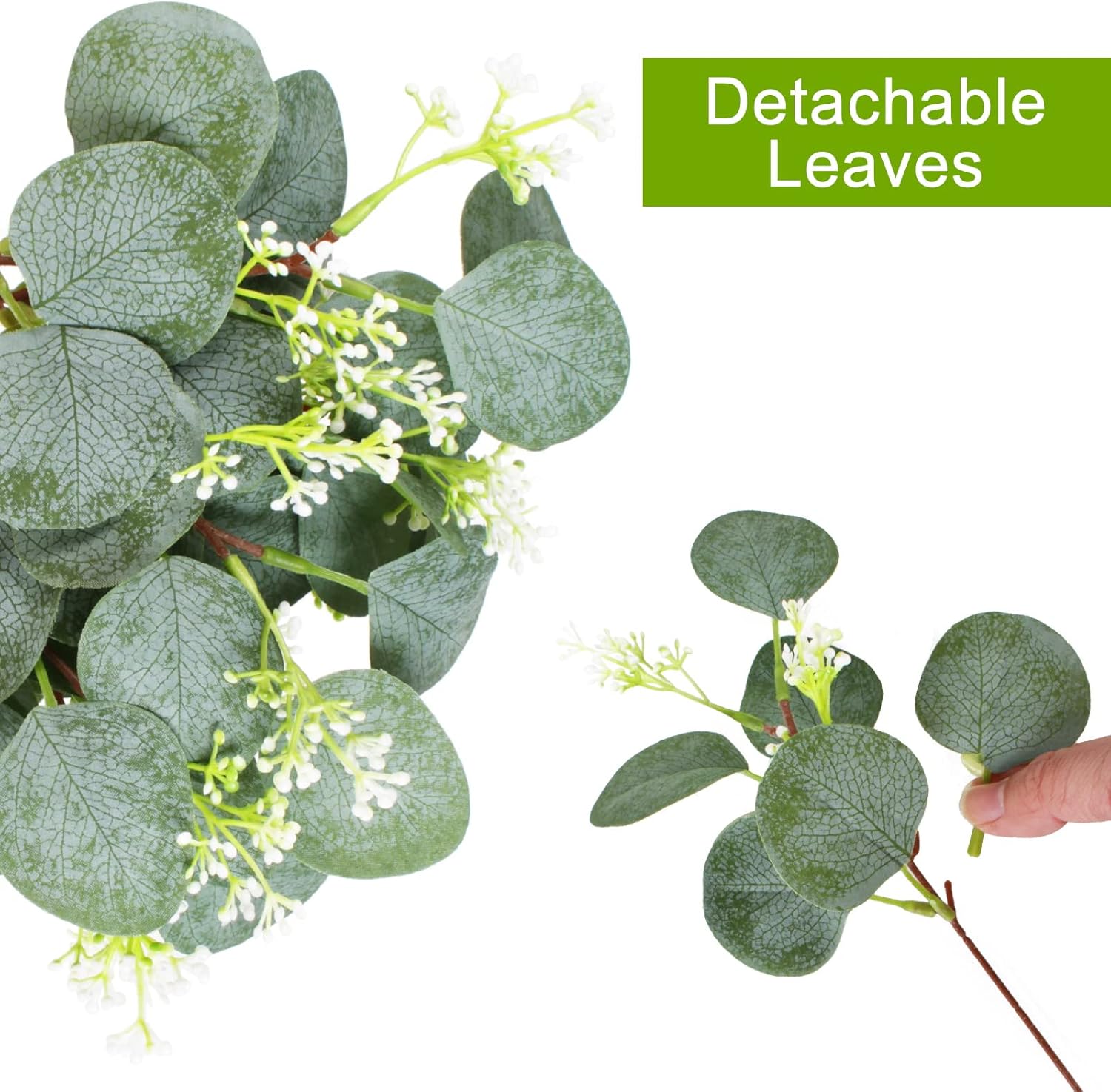 40 Pieces of Artificial Greening Eucalyptus Stem Artificial White Seeds Plant Suitable for Family Wedding Vase Center Bouquet Flower Arrangement - Image 3