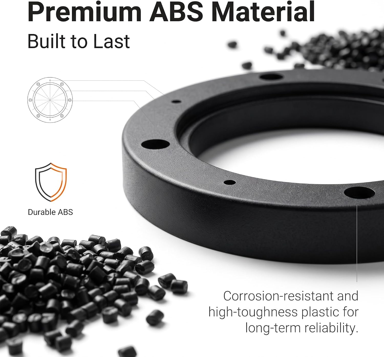 2 PCS Car Speaker Spacer Adaptor Ring, 6.5" Plastic Shockproof Audio Mounting Ring, Soundproofing Tuning Speaker Gasket, Universal Modification Accessory for Most Cars (Black) image 5