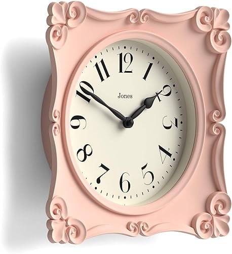 Miniatura 2 de JONES CLOCKS Rialto - Reloj de pared  Diseño tradicional de pergamino  10 pulgadas  Rosa  Estilo clásico contemporáneo, ideal para cocina, sala de