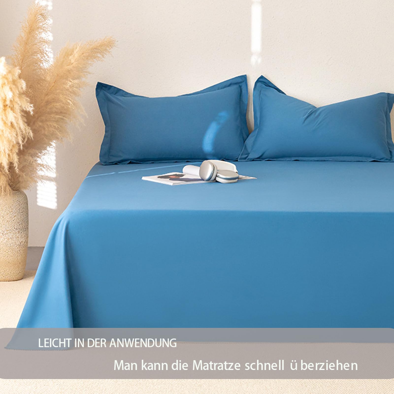 Klasyczne 100% bawełna, żółte prześcieradło 230 x 250 cm dla 2 osób, nieelastyczna pościel, miękkie i trwałe tekstylia, wygodne prześcieradło do dekoracji domu