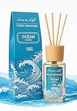 Reed Diffuser (50ml) – Natural Home Fragrance with Essential Oils, Long-Lasting Aroma, Elegant Glass Bottle with Reeds – Air Freshener for Home, Bedroom, Office & Spa (Ocean)
