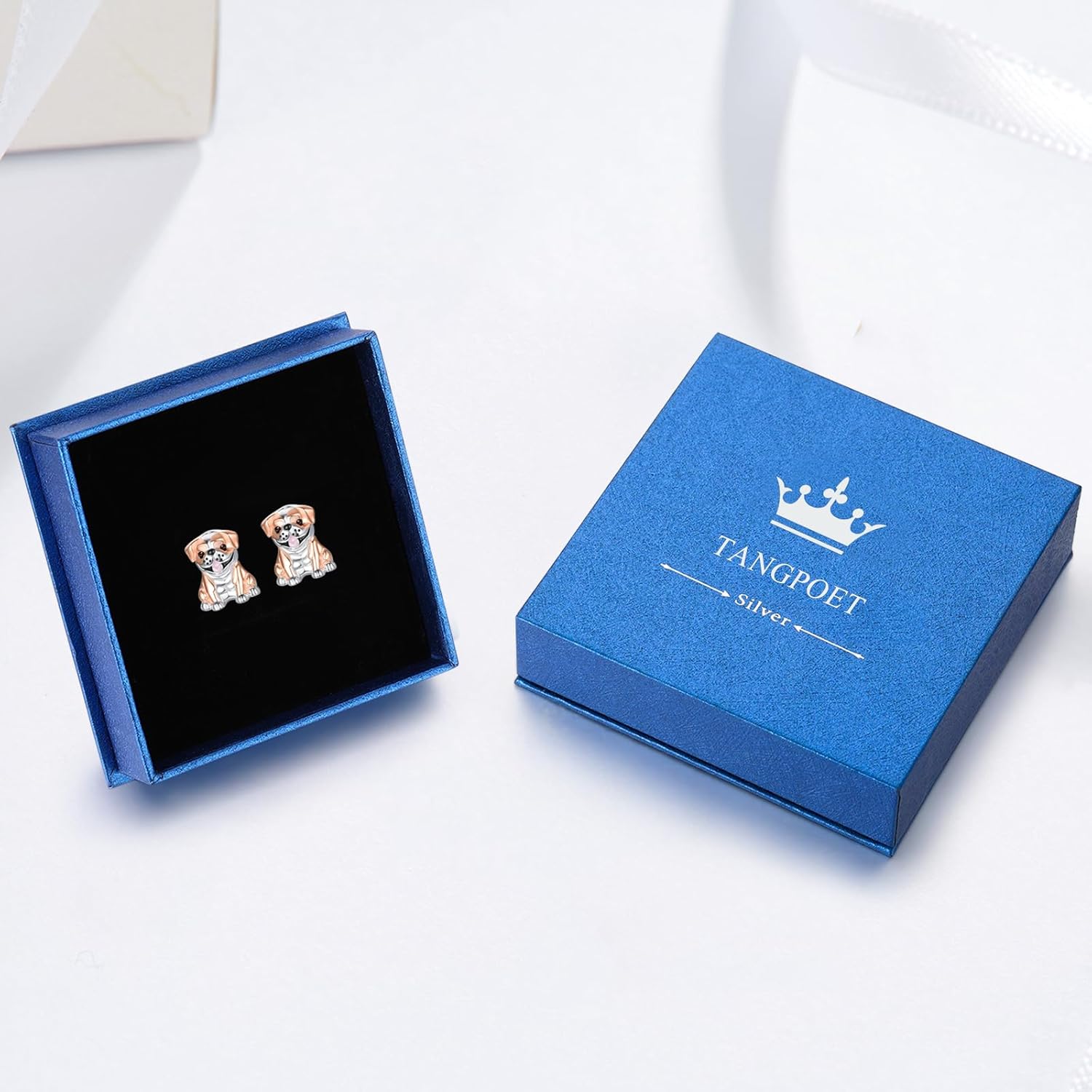 TANGPOET Cute Dog Breed Stud Earrings for Women Young Ladies 925 Sterling Silver Puppy Jewelry for Dog Mom Pet Lovers Gifts for Birthday